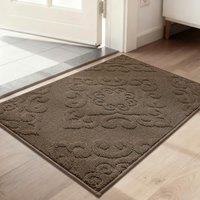 COSY HOMEER 60 x 90 cm Nonslip Indoor Doormat with Baroque Relief Patterns, Washable Door Mat Inside Dirt Trapper Welcome Mat for Front Back Door Entr