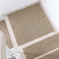COSY HOMEER 76 x 76cm SelfAdhesive Stair Corner Mats for Indoor Stairs, Washable 100% Polyester Staircase Carpet Mat for Kids Elders Dogs with TPE Ba