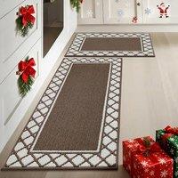 COSY HOMEER Absorbent Kitchen Runner Rug Mats 2 Pieces, 50x76cm+50x122cm, Extra Nonslip TPR Backed Carpet Rugs for Kitchen, Soft Standing & Machine Wa