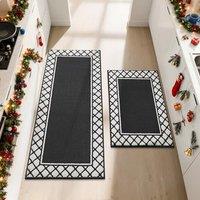 COSY HOMEER 2 Pieces Absorbent Kitchen Runner Rug Mats, 60x89cm+60x152cm, Extra Nonslip TPR Backed Carpet Rugs for Kitchen, Soft Standing & Machine Wa