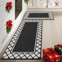 COSY HOMEER Absorbent Kitchen Runner Rug Mats 2 Pieces, 50x76cm+50x122cm, Extra Nonslip TPR Backed Carpet Rugs for Kitchen, Soft Standing & Machine Wa