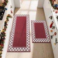COSY HOMEER 2 Pieces Absorbent Kitchen Runner Rug Mats, 60x89cm+60x152cm, Extra Nonslip TPR Backed Carpet Rugs for Kitchen, Soft Standing & Machine Wa