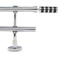 Adjustable Double Curtain Pole, 110210cm, 3/4 Inch Diameter, Wall Mount, Black Cylinder Finials Black Cylinder 110cm210cm, 3/4" Diameter