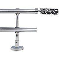 Adjustable Double Curtain Pole, 70120cm, 3/4 Inch Diameter, Wall Mount, Black Branch Finials