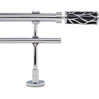 Adjustable Double Curtain Pole, 70120cm, 1.1 Inch Diameter, Wall Mount, Black Branch Finials Blacke over size