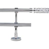 Adjustable Double Curtain Pole, 170310cm, 3/4 Inch Diameter, Wall Mount, White Branch Finials
