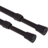 2PCS Shower Curtain Pole No Drilling, Spring Tension Pole, 4778 Inch, 1/2 Inch Diameter, Rubber Cap on Either End, Black 4778 Inch 2 Pcs Black Rubbe