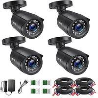 ZOSI 1080P 4 Pack HD TVI Security Bullet Cameras Outdoor Indoor Weatherproof with 24pcs IR LEDs 80ft Night Vision for 720P/1080N/1080P/5MP/4K HD TVI A