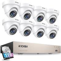ZOSI 8CH 5MP Lite H.265+ DVR CCTV Camera Systems, 8x 2MP Outdoor Security Dome Camera with 1TB Hard Drive, AI Human/Vehicle Detection, Night Vision, I