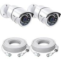 ZOSI 2 Pack 5MP Add-on PoE CCTV Security Cameras, Outdoor Indoor Surveillance Bullet Camera, IP66 Waterproof, 120ft Night Vision, Motion Detection, On
