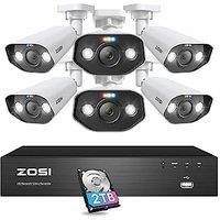 ZOSI 4K NVR 5MP PoE CCTV Camera System, 8CH NVR and 4X5MP Outdoor PoE IP Cameras, Person Vehicle Detection,Color Night Vision,2Way Audio,Spotlight So