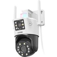 ZOSI DualLens WiFi Outdoor Security Camera with 8X Hybrid Zoom, 4MP+4MP Dual View Home CCTV Camera Wireless, Auto Tracking, Person/Vehicle Detection,