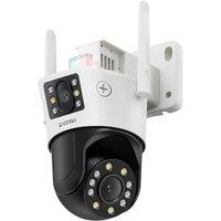 ZOSI 6MP DualLens WiFi CCTV Camera Outdoor, Dual View Home Surveillance Wireless Security Camera Indoor, Color Night Vision, Virtual Fence, Auto Trac
