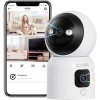 ZOSI 2in1 WiFi CCTV Camera Indoor 2MP+2MP, 360 DualLens Views Pan/Tilt Home Security Baby/Elder/Pet Monitor with 2 Way Audio, Click/Gesture Call,