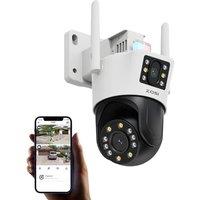 ZOSI 4MP WiFi CCTV Camera Outdoor, Dual-Lens Dual View Home Surveillance Wireless Security Camera, Color Night Vision, Auto Tracking, Person/Vehicle D