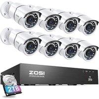 ZOSI 4K 8CH PoE CCTV Camera System with 8x 5MP Outdoor Indoor PoE IP Security Cameras, 120ft Night Vision, Motion Detection, Instant alerts, 8 Port 16