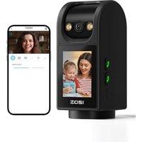 ZOSI C520M 4MP Indoor Security Camera, Pet/Baby Monitor, Home Camera With 2.8 Inch Screen, Pan/Tilt, AI Motion Detection, 2Way Audio, 2.4G/5G DualBa