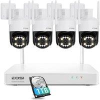 ZOSI 4K WiFi 6 Wireless CCTV Camera System, 4Pcs 8MP WiFi Security Cameras Outdoor, 4K 8CH NVR with 1TB HDD, Pan/Tilt, FullColor Night Vision, AI Pe