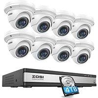 ZOSI 16CH POE CCTV Security Camera System, 8X 5MP IP Cameras and 4K H.265+ PoE NVR with 4TB HDD, Motion Detection, Outdoor IP66 Waterproof Surveillanc