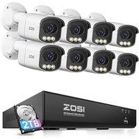 ZOSI 4K Ultra HD PoE CCTV Camera System, 8 Port 16CH 4K NVR and 8pcs 8MP Aurora Lux C186A Outdoor PoE Cameras, with True Clarity Color Night Vision, H