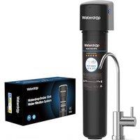Waterdrop 15UB Under Sink Water Filter System, 19000 Gallons High Capacity Drinking Water Filtration System, with Dedicated Brushed Nickel Faucet, Red