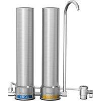 [Silver Ions] Waterdrop DualStage Countertop Water Filter System, Reduce Chlorine, Bad Taste & Odor, Silver Ions Enhanced Filtration, Stainless Steel