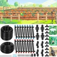 Drip Irrigation System Kit, Automatic Watering System for Garden Greenhouse with 46FT 1/2'' Tubing, New Quick-Connect 1/4 inch Fittings Automatic Spri