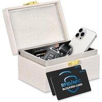 White Faraday Box, Keyless Entry Car Key Signal Blocker, AntiTheft Signal Shielding Cages Safe Protector, RFID Blocking Card 2 Pack Included