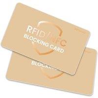 RFID Blocking Card 2 Pack, Bank Debit Credit Card Protector, AntiTheft Contactless NFC Blocker, One Card Protect Entire Wallet (Golden, 2 Pack)