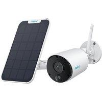 Reolink Solar Powered Security Camera Outdoor, Argus EcoWhite+Solar Panel, Battery Operated CCTV Camera Wireless with 2K Night Vision, AI Detection,
