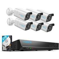 Reolink 4K PoE CCTV Security Camera Systems with Person/Vehicle Detection, 8CH NVR with 2TB HDD, 6pcs 8MP Outdoor PoE IP Cameras, 24/7 Recording, Nigh