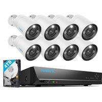 Reolink 4K+ PoE CCTV Camera System, 8pcs 12MP H.265 Bullet Security Cameras Outdoor, Person/Vehicle Detection, TwoWay Talk, Spotlights, 16CH NVR with