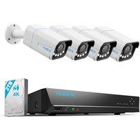 Reolink 8CH 4K Home Security Camera System, 4PCS 8MP 5X Optical Zoom Wired PoE Security Cameras Outdoor, Spotlights for Color Night Vision, 8CH NVR 2T