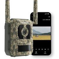 4K 4G LTE Wildlife Camera with Night Vision, SIM Card Included, Battery-Powered, Non-Glow IR LEDs, Live View via APP, Motion Activated Trail Camera, 0