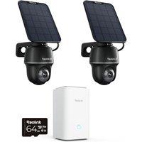 Reolink Argus PT Ultra 2-Cam & Home Hub Kit4K Security Camera Wireless Outdoor, Solar Powered, Color Night Vision, Dual-Band Wi-Fi, AI Detection, O