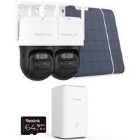 Reolink TrackMix 2-Cam & Home Hub Kit I Solar-Powered Dual-Lens PTZ Camera, Auto-Tracking 360 4K Security System with Expandable Storage, Duanl-Band
