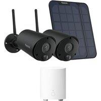 Reolink Argus Eco 2 Cam+Hub Mini Bundle I Wireless Solar Outdoor Camera System with Local Storage, Night Vision Smart Detection, Works with Alexa