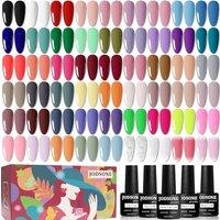 JODSONE Gel Nail Polish kit 60 PCS with 5 Bottles of Base and Glossy Matte Top Coat Soak off Gel Nail Set Suitable for All Seasons Gel Polish Gifts 60
