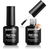 JODSONE 2Pcs 15ML Gel Nail Glue  Super Strong UV Nail Glue, Long Lasting Up to 28 Days, 5in1 MultiFunctional for Press On Nails, Acrylics, Tips, R