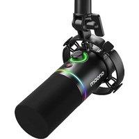 MAONO XLR/USB Dynamic Microphone, RGB Podcast Mic with Software for Streaming, Gaming, Recording, Voice-Over, Metal Microphone with Mute, Headphone Ja