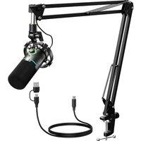 MAONO XLR/USB Dynamic Microphone Set, RGB Podcast Microphone with Boom Arm, Software, Mute Button, Gain Control, for PC Gaming, Streaming, Recording,