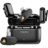 MAONO WAVE T1 Mini Wireless Microphone for iPhone Android Tablet PC with Noise Cancellation, AI Voice Changer, 30h with Charging Case, USB-C/Lightning