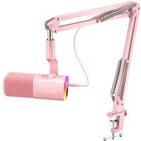 MAONO Dynamic Microphone with Software: USB XLR Podcast Computer Microphone with Boom arm  RGB PC for Gamer  Podcast Microphone for Streaming Record