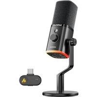 MAONO PD100W Wireless Gaming Microphone, 2.4GHz Wireless & USB Dynamic Mic with ENC Noise Cancelling and Software EQ for Streaming, Recording, Content