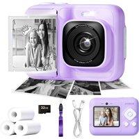 Kids Camera, 1080P Instant Digital Print Camera for Kids, Christmas Birthday Gifts for 4 5 6 7 8 9 10 Year Old Girls Boys, Portable Toy with 32GB SD C