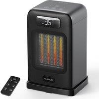 Portable Space Heater with Thermostat, 1500W PTC Ceramic Fast Heating & ECO Mode  2in1 Heater Fan, Remote, Digital Display, 12H Timer, Under 35dB Q