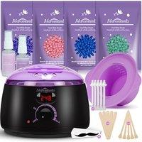 Waxing Kit Digital Warmer Machine for Hair Removal with 4 Packs of Hard Beads & Silicone Wax Pot for Full Body, Legs, Face, Eyebrows, Bikini, Brazili