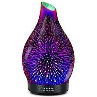 Essential Oil Diffuser 120ML 3D Firework Glass Aromatherapy Diffusers for Essential Oils with 4 Timer Setting Waterless Auto ShutOff Silent Operatio