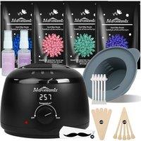 Waxing Kit -Digital Wax Warmer Machine for Hair Removal with 4 Packs of Hard Wax Beads & Silicone Pot for Full Body, Legs, Face, Eyebrows, Bikini, Bra