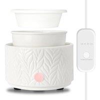 Electric Wax Melt Burner  Oil Burner Scented Candle Warmer with 4 Timer & 1pc Silicone Dish Ceramic 4in1 Wax Melts Warmer for Home Office Bedroom A